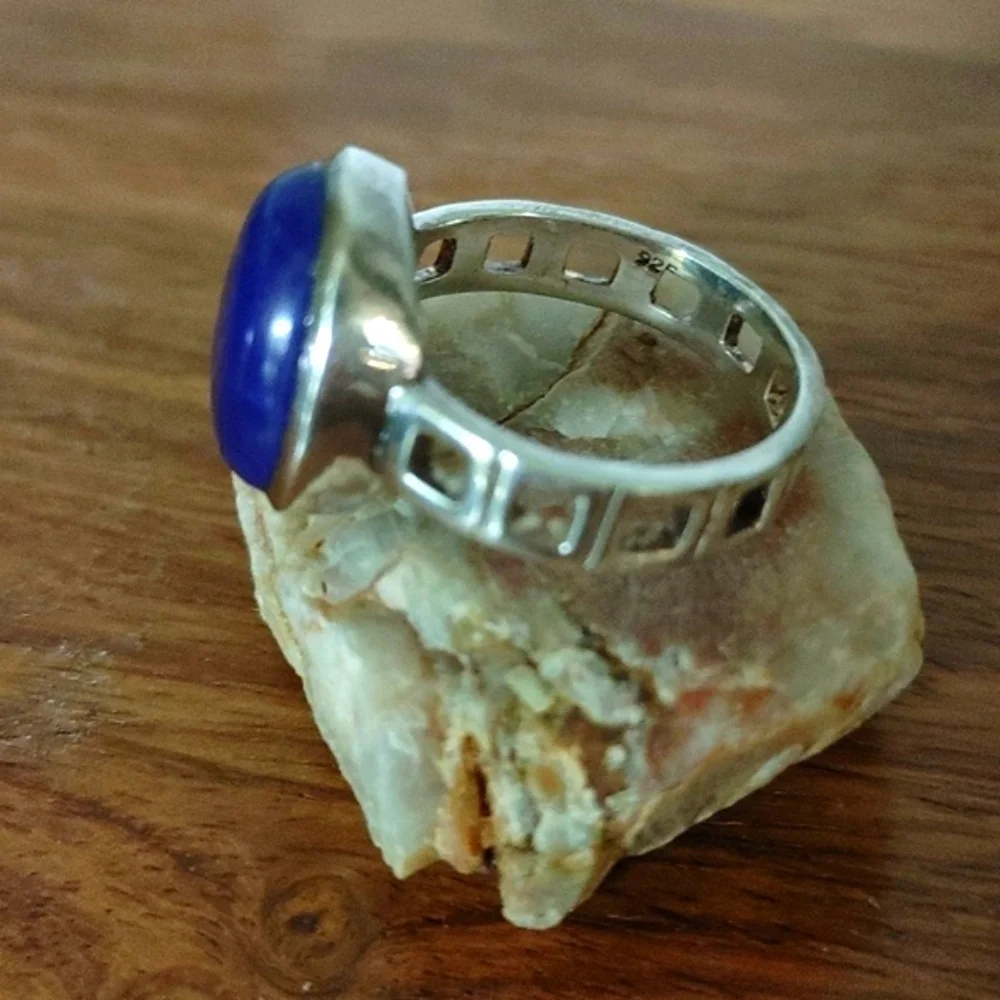 Lapis Lazuli Cabochon in Sterling Ring Size 8.75